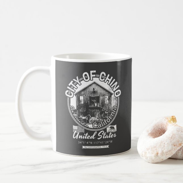 CHINO SAN BERNARDINO CALIFORNIA - CITY OF CHINO CA COFFEE MUG (With Donut)