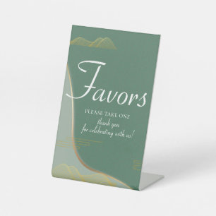 Chinoiserie Abstract Cloud Pattern Gold Line Favou Pedestal Sign