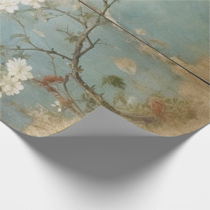 Chinoiserie Aged Blue Panels Wrapping Paper