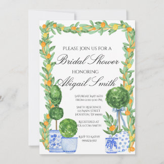 Chinoiserie and Citrus Bridal Shower Invitation