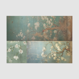 Chinoiserie Antiqued Green & Apple Blossoms 1 Tissue Paper