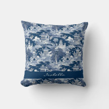 Chinoiserie Asian Landscape Painting Blue White