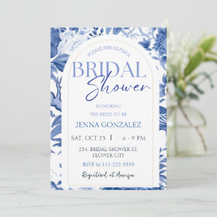 Chinoiserie Asian Something Blue Bridal Shower Invitation
