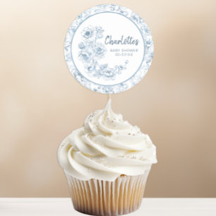 Chinoiserie Baby Shower Sticker – Blue Floral DIY 