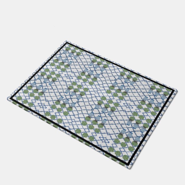 Chinoiserie Bamboo Topiaries Topiary Doormat Rug (Angled)