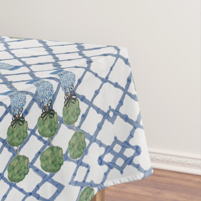 Chinoiserie Bamboo Topiaries Topiary  Tablecloth (In Situ)