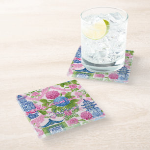 Chinoiserie Bams Cracks and Snacks Custom Mahjong Glass Coaster