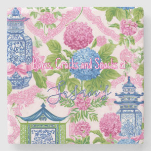 Chinoiserie Bams Cracks and Snacks Custom Mahjong Stone Coaster