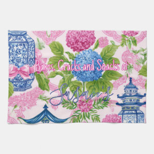 Chinoiserie Bams Cracks and Snacks Custom Mahjong Tea Towel