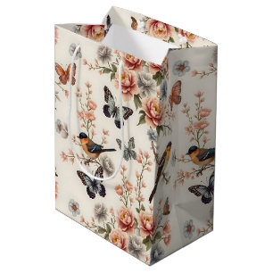 Chinoiserie Bird and Butterfly Harmony Medium Gift Bag