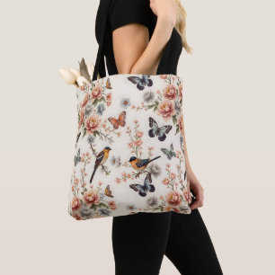 Chinoiserie Bird and Butterfly Harmony Tote Bag