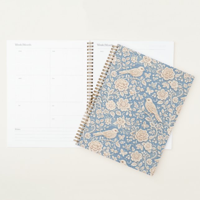 Chinoiserie Bird and Flower Seamless Pattern Planner (Display)