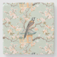 Chinoiserie Bird & Blossom Marble Stone Coaster