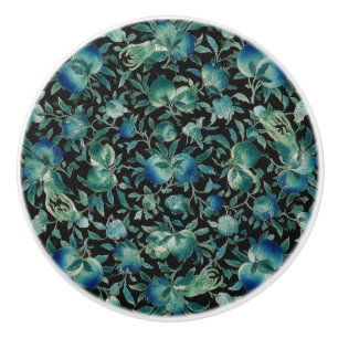Chinoiserie Black Blue Green Floral Chintz Ceramic Knob