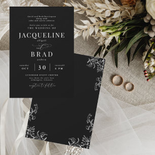 Chinoiserie Black Elegant Both Parents Wedding II Invitation