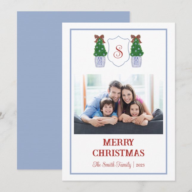 Chinoiserie Blue And White Christmas Card (Front/Back)
