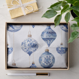 Chinoiserie Blue and White Christmas Ornaments Tissue Paper