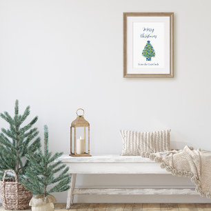 Chinoiserie Blue and White Christmas Tree Poster