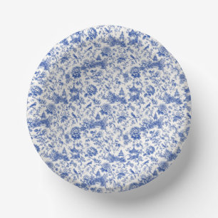 Chinoiserie Blue and White Floral Vintage Pagoda Paper Plate
