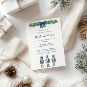 Chinoiserie Blue and White Nutcracker Christmas  Invitation