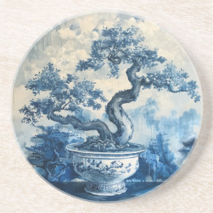 Chinoiserie Blue and White Porcelain Design  Coaster