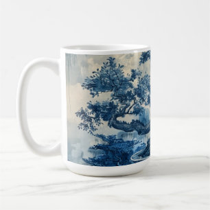 Chinoiserie Blue and White Porcelain Design Coffee Mug