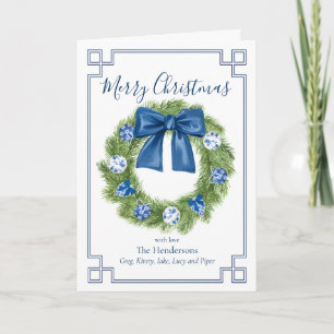 Chinoiserie Blue and White Wreath Card