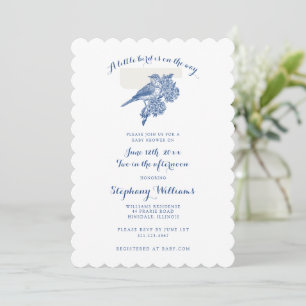 Chinoiserie Blue Bird Vintage Toile Baby Shower Invitation