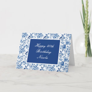 Chinoiserie Blue Birds and Flowers Birthday Card