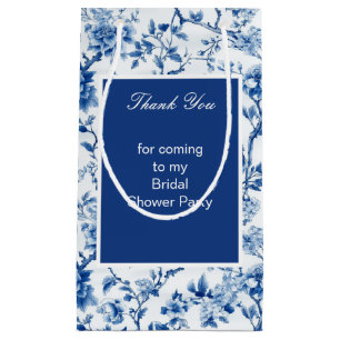 Chinoiserie Blue Birds and Flowers Bridal Shower Small Gift Bag