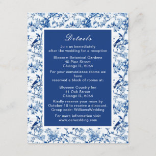 Chinoiserie Blue Birds and Flowers Wedding Enclosure Card