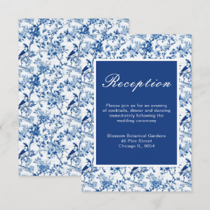 Chinoiserie Blue Birds and Flowers Wedding Enclosure Card