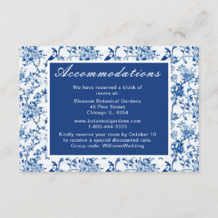 Chinoiserie Blue Birds and Flowers Wedding Enclosure Card