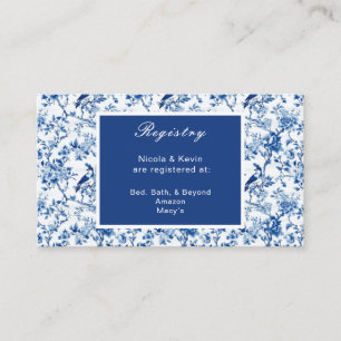Chinoiserie Blue Birds and Flowers Wedding Enclosure Card