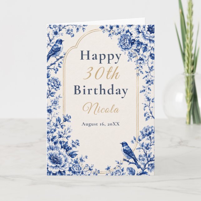 Chinoiserie Blue Birthday Card (Front)