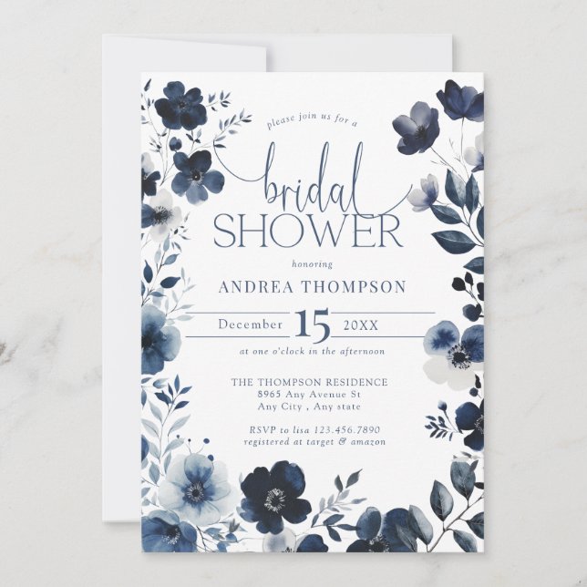 Chinoiserie Blue Bridal Shower Invitation (Front)