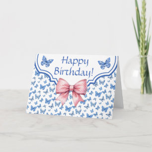 Chinoiserie Blue Butterfly Personalised Birthday  Card