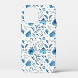 Chinoiserie Blue Echinacea Pattern iPhone 12 Mini Case
