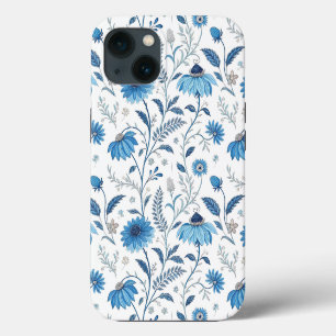 Chinoiserie Blue Echinacea Pattern iPhone 13 Case