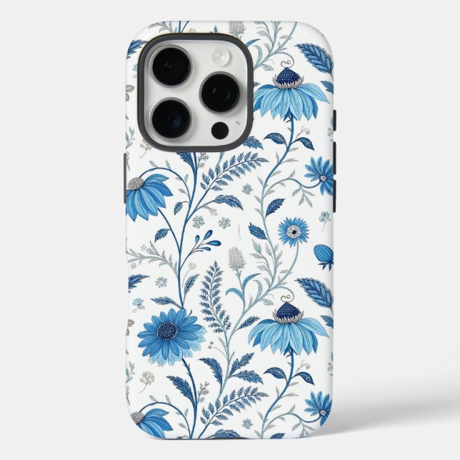 Chinoiserie Blue Echinacea Pattern Case-Mate iPhone Case (Back)