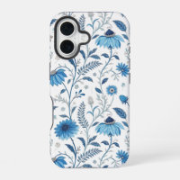 Chinoiserie Blue Echinacea Pattern