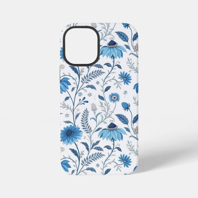 Chinoiserie Blue Echinacea Pattern iPhone Case (Back)
