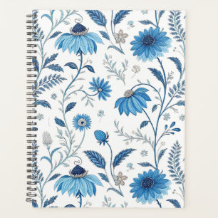 Chinoiserie Blue Echinacea Pattern Planner