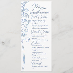 Chinoiserie Blue Elegant Pagoda and Floral Toile Menu