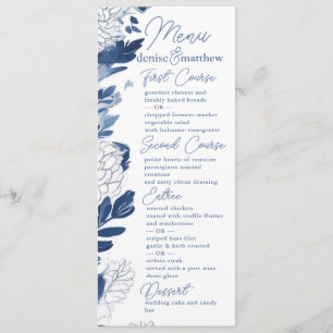 Chinoiserie Blue Elegant Pagoda and Floral Toile Menu