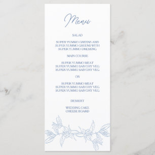 Chinoiserie Blue Elegant Pagoda and Floral Toile Menu