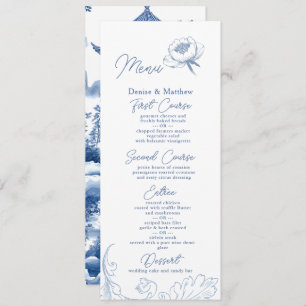 Chinoiserie Blue Elegant Pagoda and Floral Toile Menu