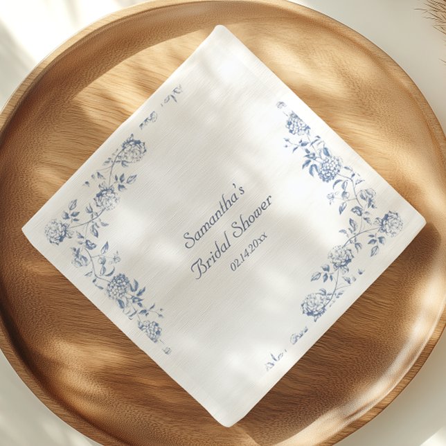 Chinoiserie Blue Floral Bridal Shower Napkin (Creator Uploaded)