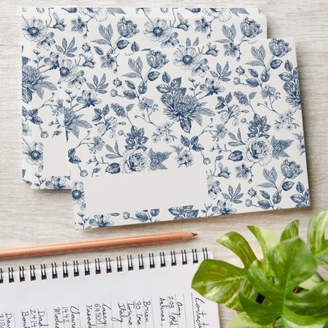 Chinoiserie Blue Floral French Vintage Aesthetic Envelope (Stacked)