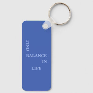 Chinoiserie Blue Floral Lotus Zen Quote Two-sided Key Ring